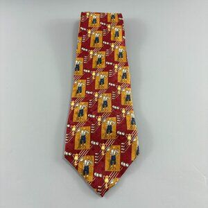 Robert Talbott Nordstrom Red / Gold Golf Men's Extra Long Tie 4 1/4" x 62"